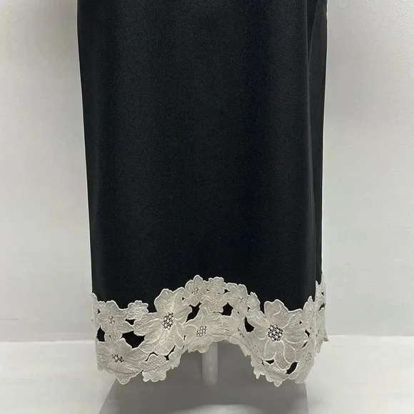 Kate Spade Dress Floral Lace Trim Crepe Short Sleeve Mini Black White Size 4 - Picture 5 of 11